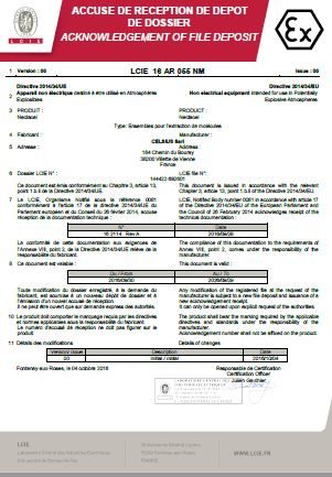 Certificat ATEX Nectacel